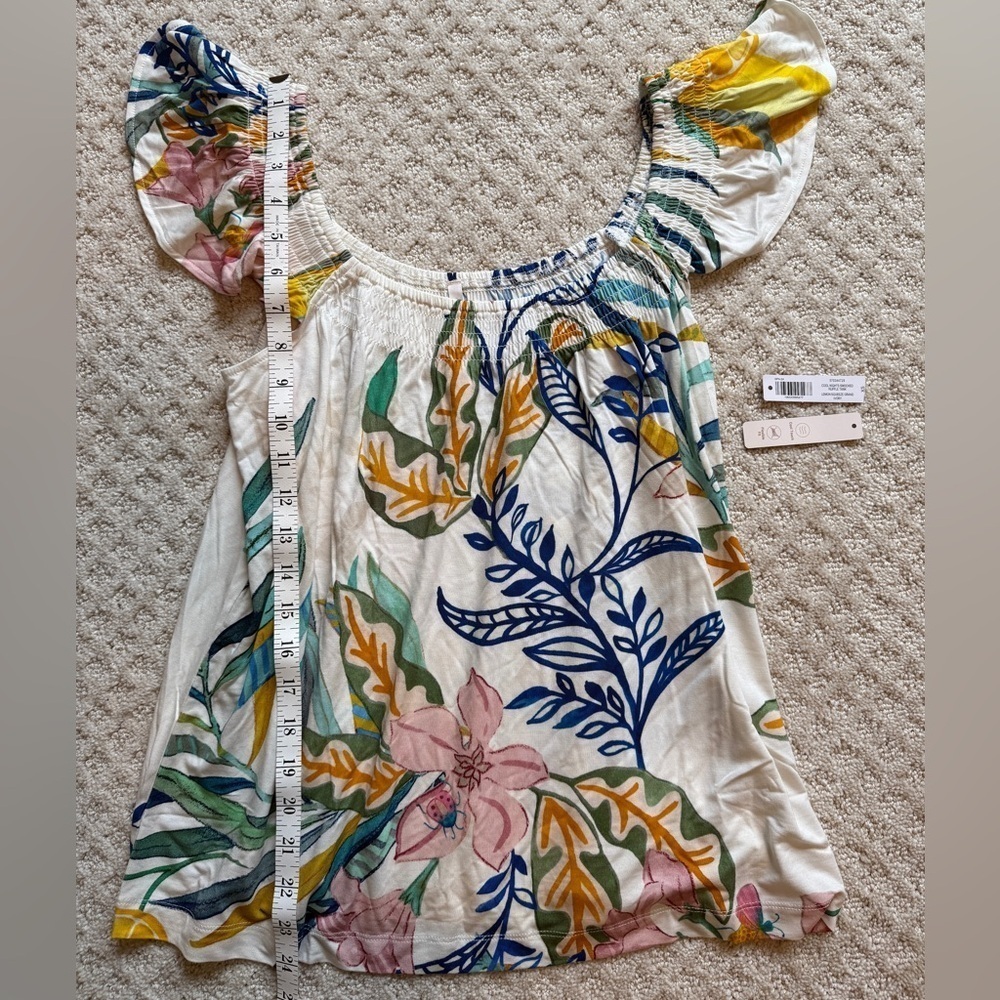 NWT Soma Cool Nights smocked ruffle Pajama Cami tank size XS Lemon Squeeze Ivory - Picture 11 of 12